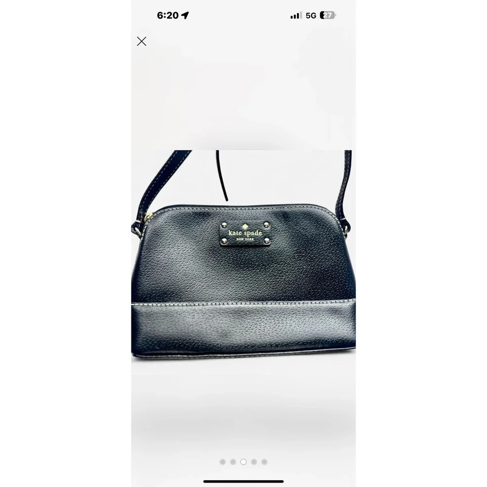 Kate Spade Newbury Lane Cassie Black Pebbled Leather Dome Crossbody Bag WKRU2462